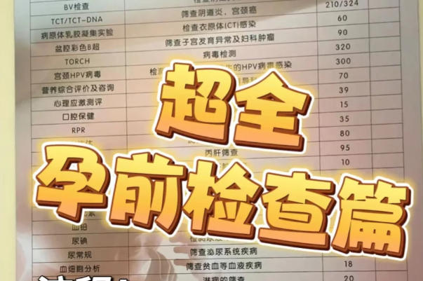 孕前检查项目会影响总体费用