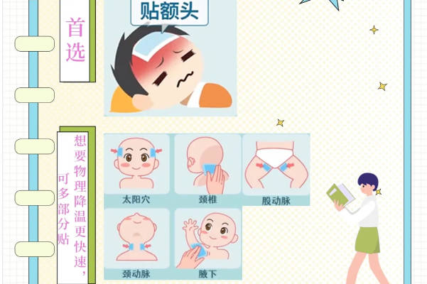 将小儿退热贴贴在颈部